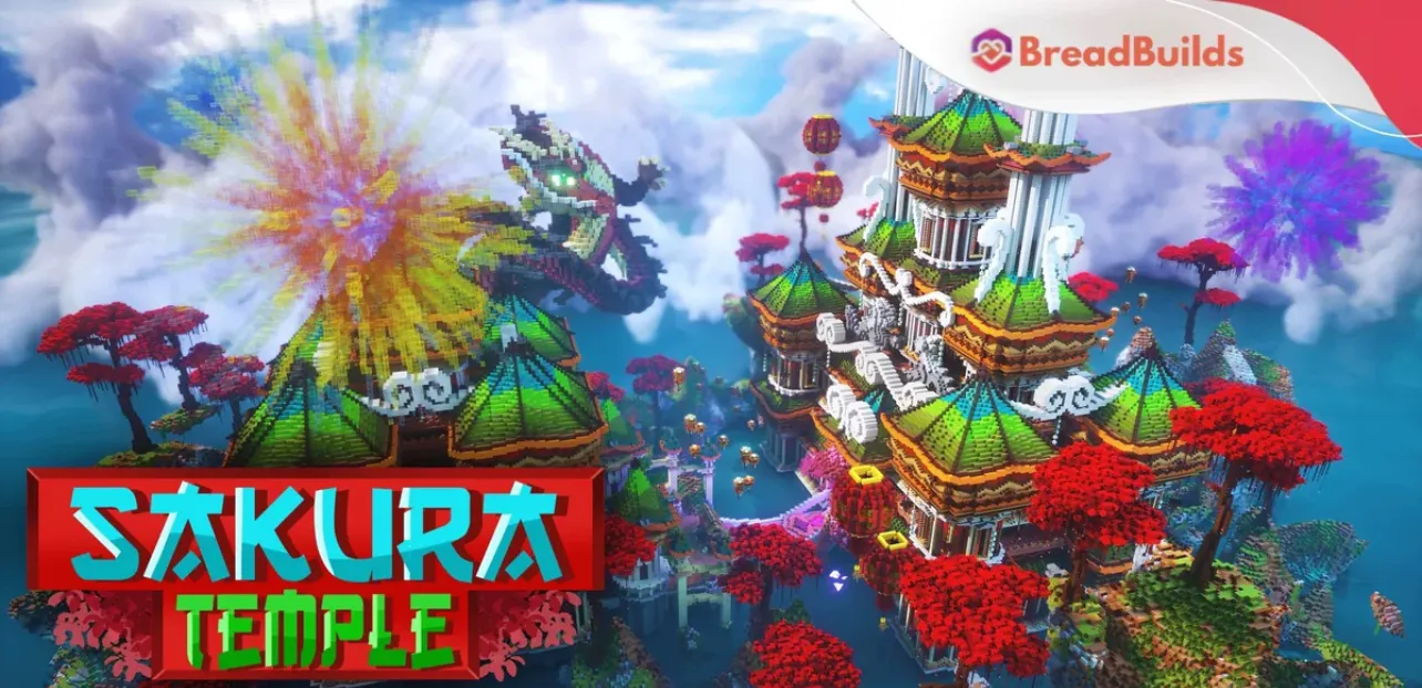 我的世界樱花寺东方主城地图跑酷建筑