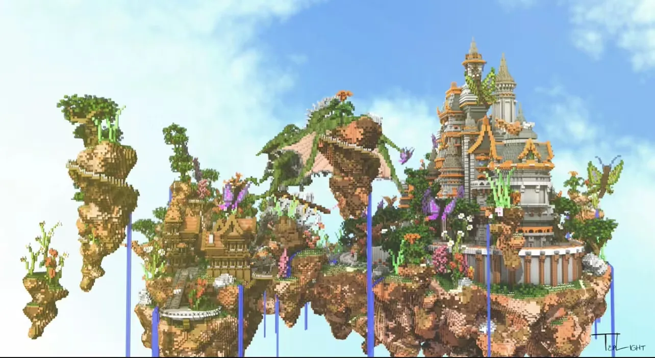 我的世界幻想天空主城大厅地图含PvP竞技场跑酷