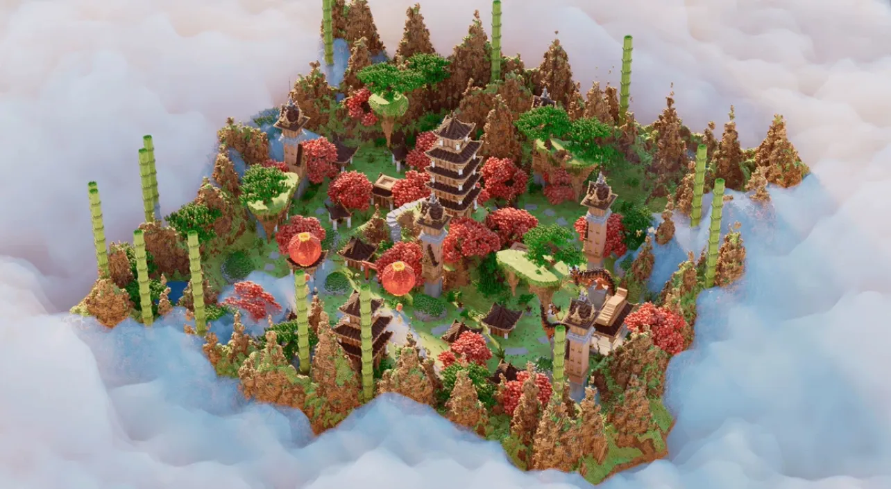 我的世界东方风筝地图樱花主城日本风