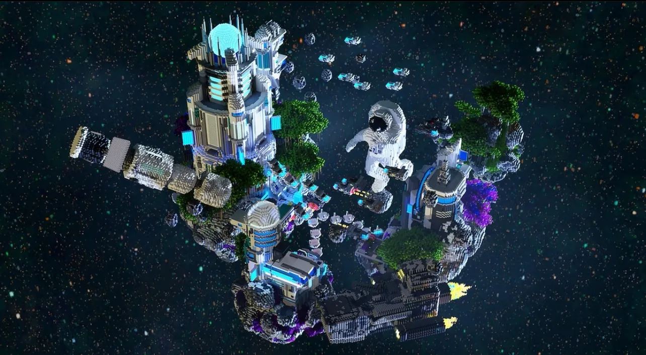 我的世界太空港地图科技副本PVP火箭场景