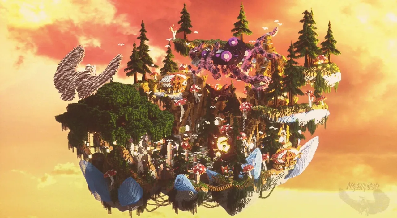 我的世界海伯格主城地图含商店跑酷及隐秘场景